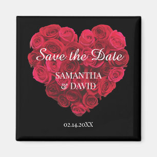Aimant Red Rose Heart Sauvez la date