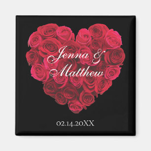 Aimant Red Rose Heart Sauvez la date Valentines Day