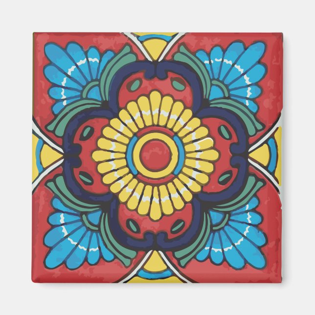 Aimant Red tile mexican talavera ceramics (Devant)