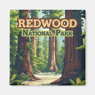 Aimant Redwood National Park California Tree Retro