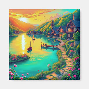 Aimant Reflet de coucher de soleil serein