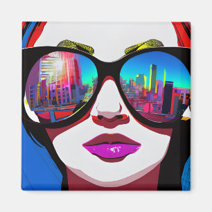 Aimant Réflexion de la ville dans lunettes de soleil femm