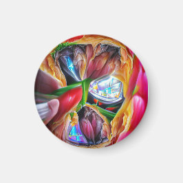 Aimant Réflexions vibrantes sur les tulipes Abstraites