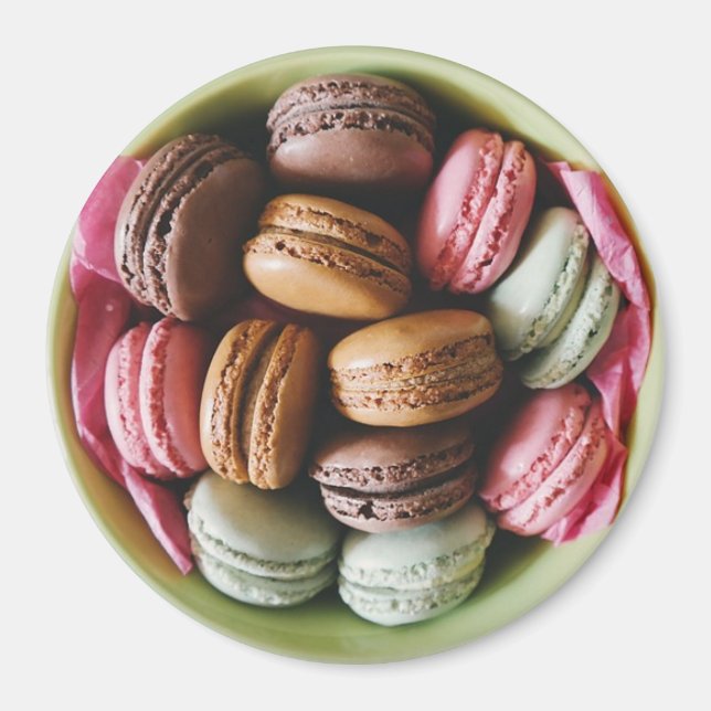 Aimant Réfrigérateur au chocolat et au Macaron rose (Devant)
