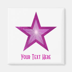 Aimant Réfrigérateur rose Star 'Your Text' carré magnétiq