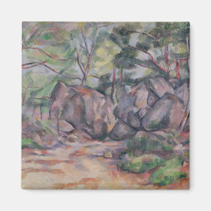 Aimant Région boisée de Paul Cezanne avec des rochers