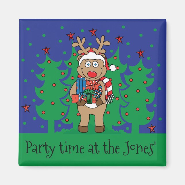 Aimant Reindeer Carré de Noël (Devant)