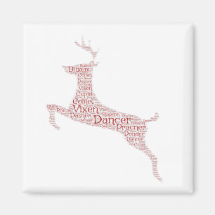 Aimant Reindeer Word Art Rudolph Blixem Comet Cupide