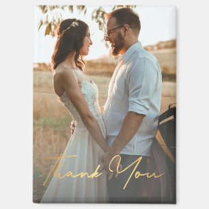 Aimant Remerciement de photo de mariage élégante écriture