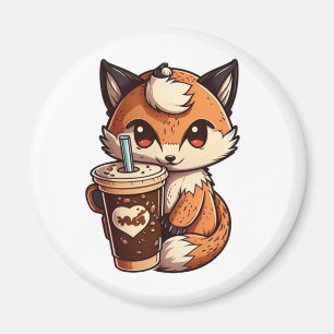 Aimant Renard avec une tasse