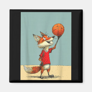 Aimant Renard mignon sports design de basketball amusant