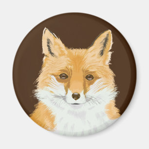Aimant Renard Rouge Mignon - transparent sur marron.