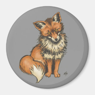 Aimant Renard rouge sur arrière - plan gris