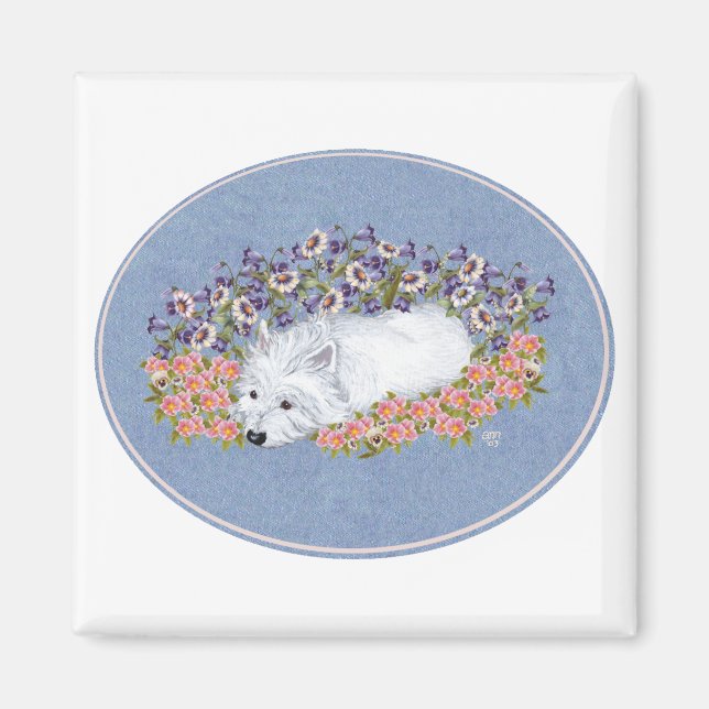 Aimant Repose florale Westie (Devant)
