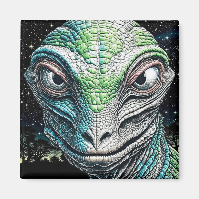 Aimant Reptilian Lizard Homme Alien Extraterrestre En cou (Devant)