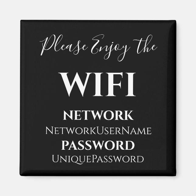 Aimant Réseau WiFi élégant et mot de passe (Devant)