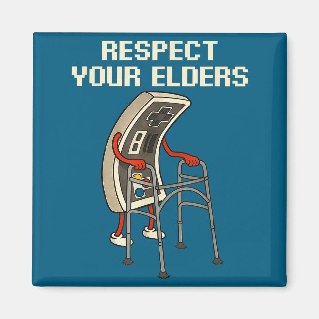 Aimant Respect Your Elders Retro Gaming Funny Gamer Contr (Devant)
