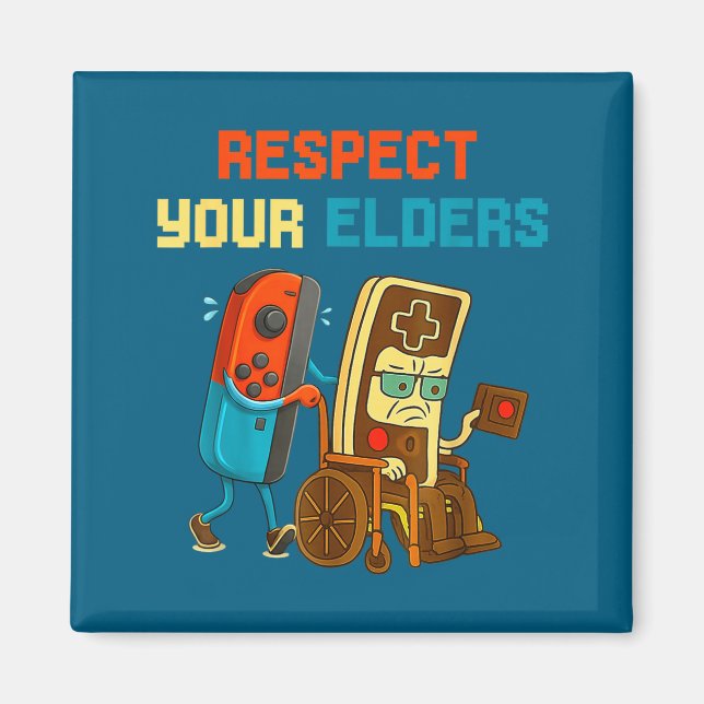 Aimant Respect Your Elders Retro Gaming Funny Gamer Contr (Devant)