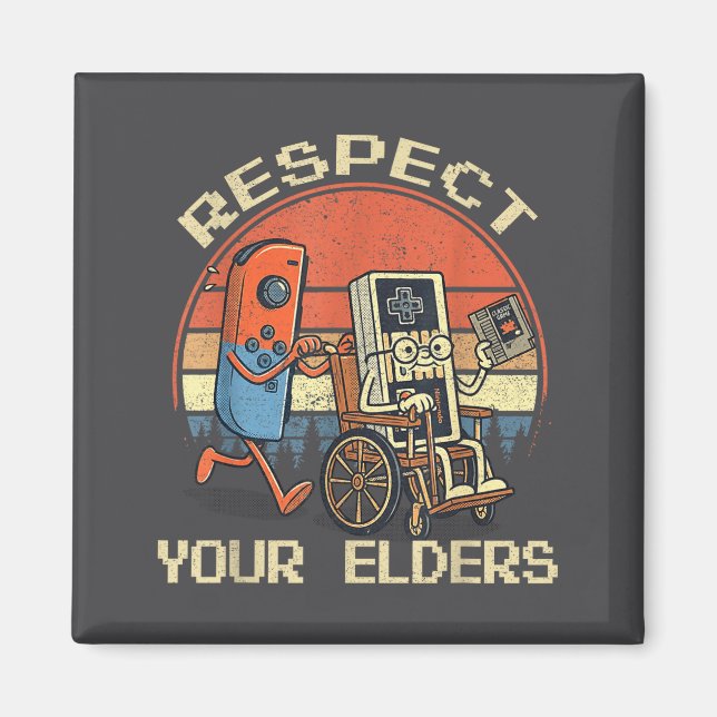 Aimant Respect Your Elders Retro Gaming Funny Gamer Contr (Devant)