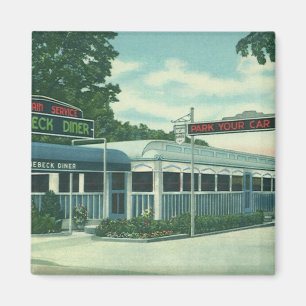 Aimant Restaurant Vintage, diner rétro au bord de la rout