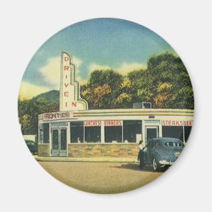 Aimant Restaurant vintage, les années 50 Drive In Diner a
