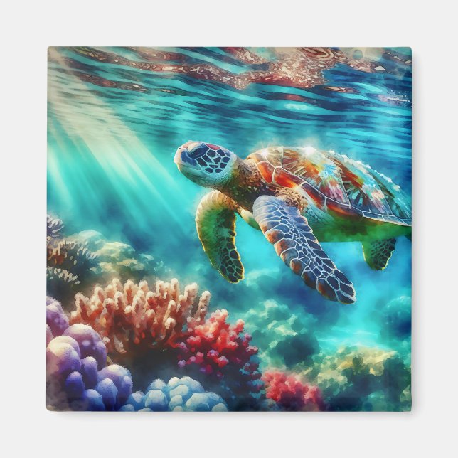 Aimant Rester en contact | La natation des tortues de mer (Devant)