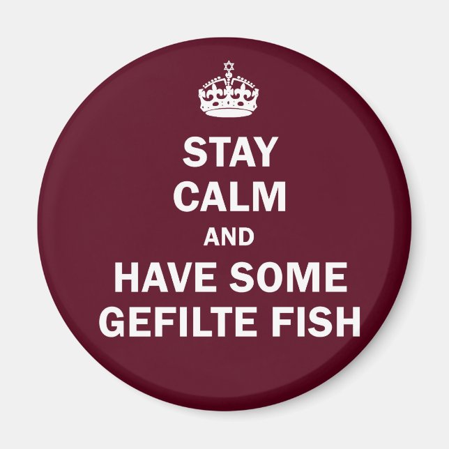 Aimant Restez calme et prenez du poisson Gefilte (Devant)