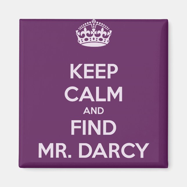 Aimant Restez calme et trouvez M. Darcy Jane Austen (Devant)