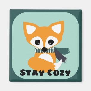 Aimant Restez confortable Winter Fox 2 pouces Carré Magne