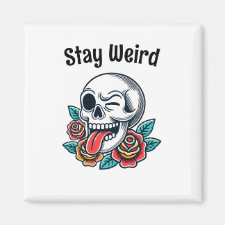 Aimant Restez un crâne rétro bizarre