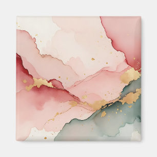 Aimant Résumé Abstrait Rose Teintée Or Sarcelle