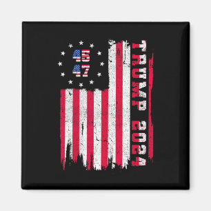 Aimant Retour) 45 47 Trump 2024 Drapeau américain