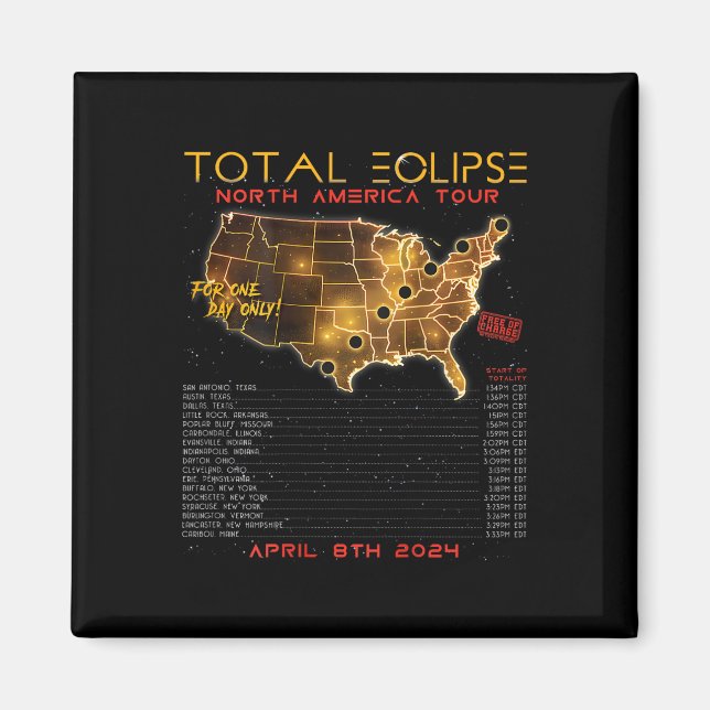 Aimant Retour) Total Solar Eclipse 2024 North America Tou (Devant)