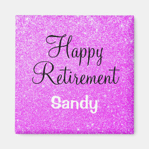 Aimant Retraite Glamour Happy Violet Paillettes Étincelle