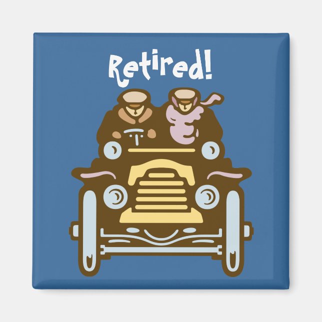 Aimant Retraité : Voiture Vintage (Devant)