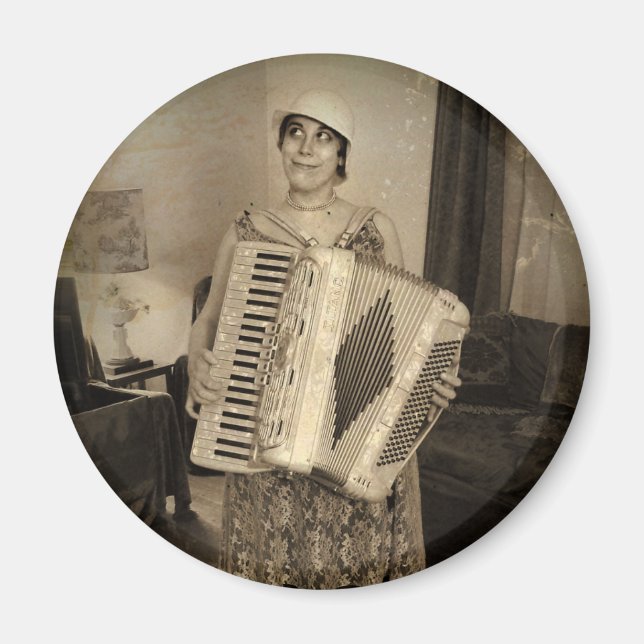 Aimant Retro Accordion Girl (Devant)