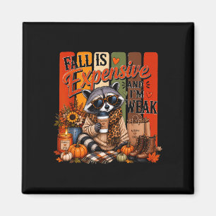 Aimant Retro automne citrouille raton laveur automne est