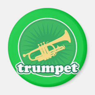 Aimant Rétro cadeau vert de musique de trompette