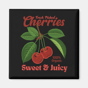 Aimant Retro Cerises Fruit Commercial Graphisme Art Style