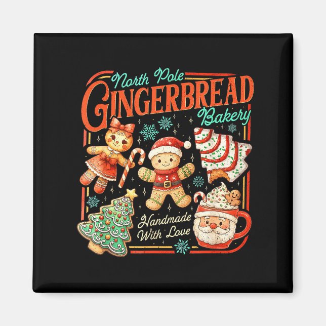 Aimant Retro Christmas Gingerbread Bakery North Le Cookie (Devant)