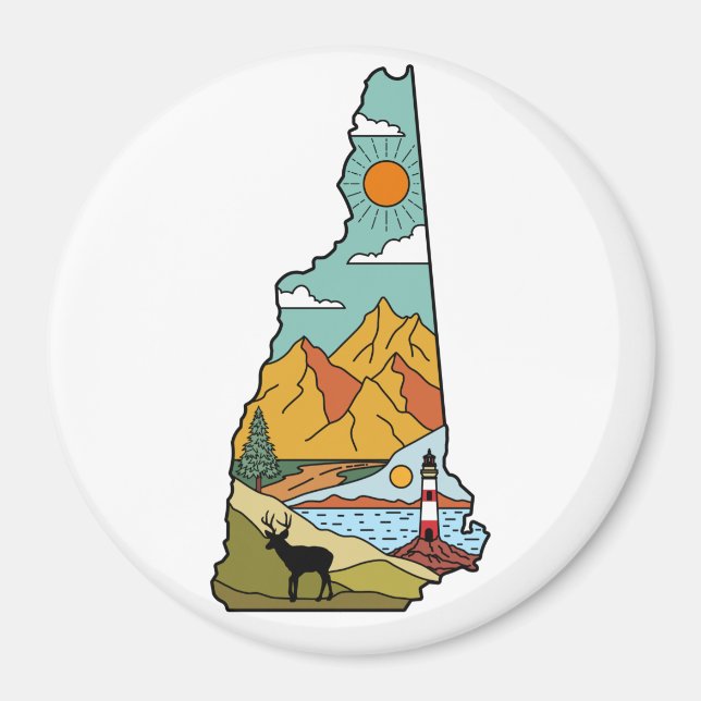 Aimant Retro Concord New Hampshire White Mountain (Devant)