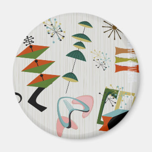 Aimant Retro Eames-Era inspiré atomique