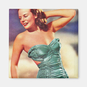Aimant Rétro fille vintage de maillot de bain d'années