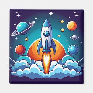 Aimant Retro, fusée spatiale