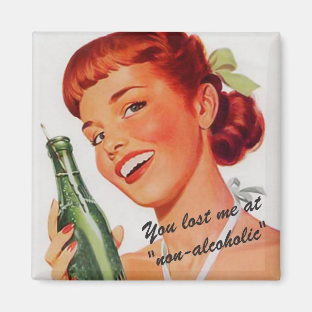 Aimant Retro Girl Soda Advert Drôle Slogan (Devant)