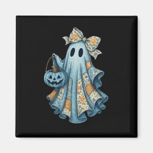 Aimant Retro Halloween Blue Denim Ghost Chute Citrouille