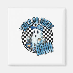 Aimant Retro Halloween Blue Denim Patchwork Éffrayant Fan