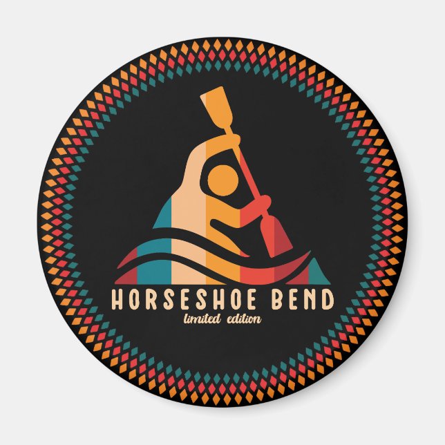 Aimant Rétro Horseshoe Bend Kayaking (Devant)