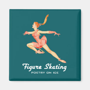 Aimant Retro Image of A Figure Skater In A Pink Outfit