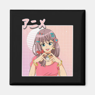 Aimant Rétro Japonais Anime Girl Vaporwave Aesthétique ro